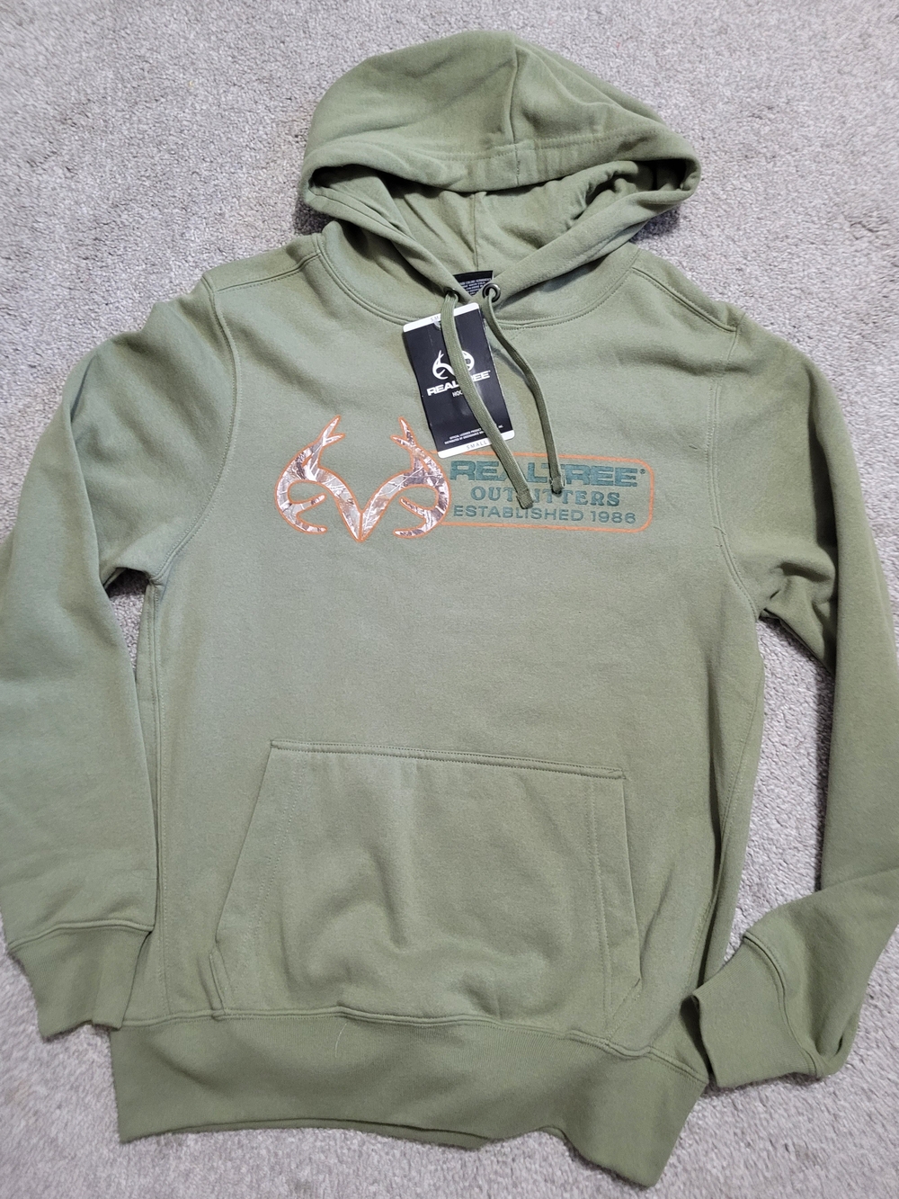 Realtree Olive Drab Men's Pullover Hoodie with Camo Logo